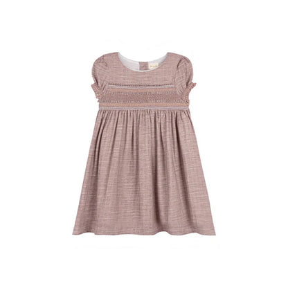 Loom Stitch 3/4 Smocked Linen Dress