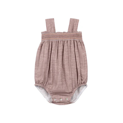 Loom Stitch Smocked Linen Romper