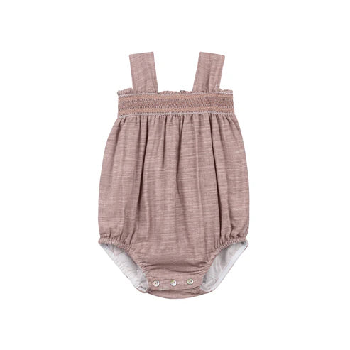 Loom Stitch Smocked Linen Romper
