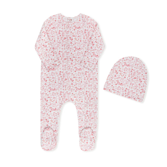 Tricot Summer Print Footie & Hat (girl)