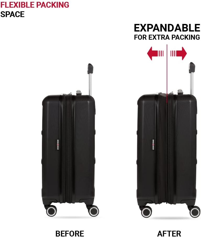 SwissGear 8090 Hardside Expandable Luggage with Spinner Wheels (20-Inch, Black)