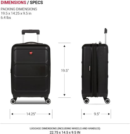 SwissGear 8090 Hardside Expandable Luggage with Spinner Wheels (28-Inch, Black)