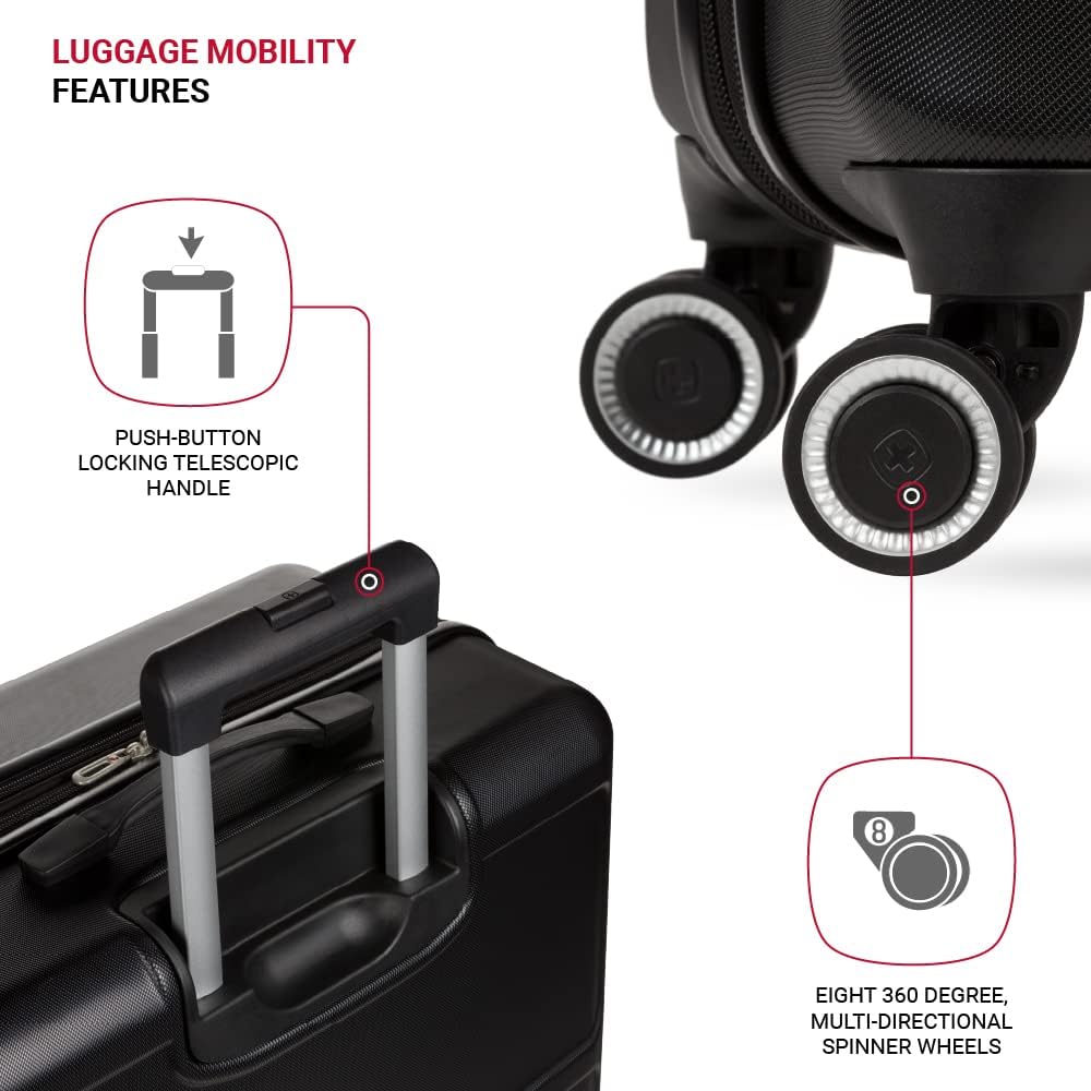SwissGear 8090 Hardside Expandable Luggage with Spinner Wheels (28-Inch, Black)