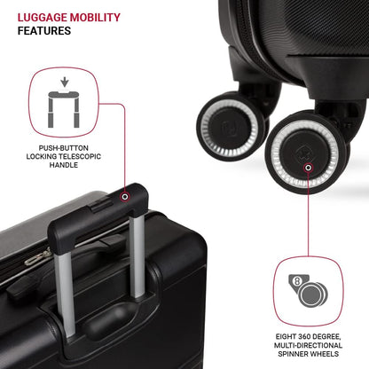 SwissGear 8090 Hardside Expandable Luggage with Spinner Wheels (28-Inch, Black)