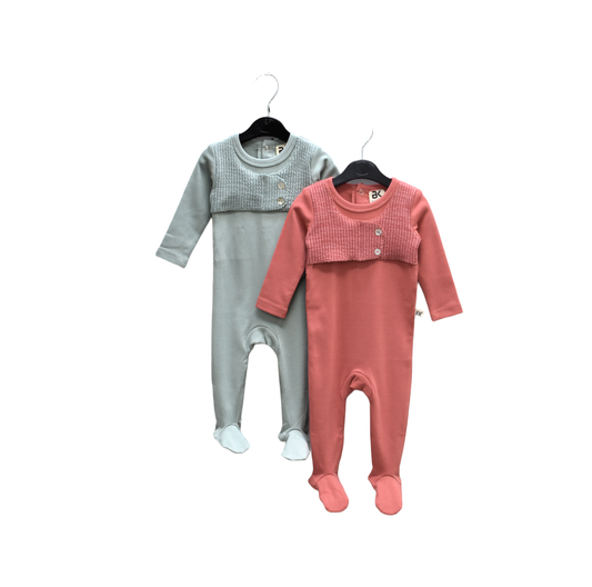 Buckingham Knit Button Footie (girl)