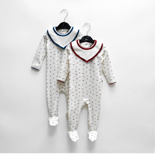 Buckingham Cherry Footie & Bib (girl)
