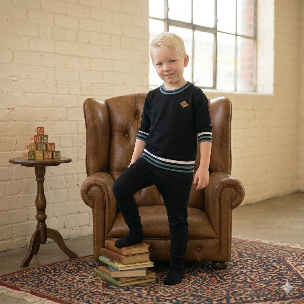 Tiny Too Boys Teal Striped Band Top