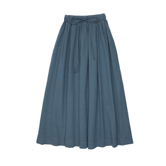 EMM Drawstring Denim Maxi Skirt