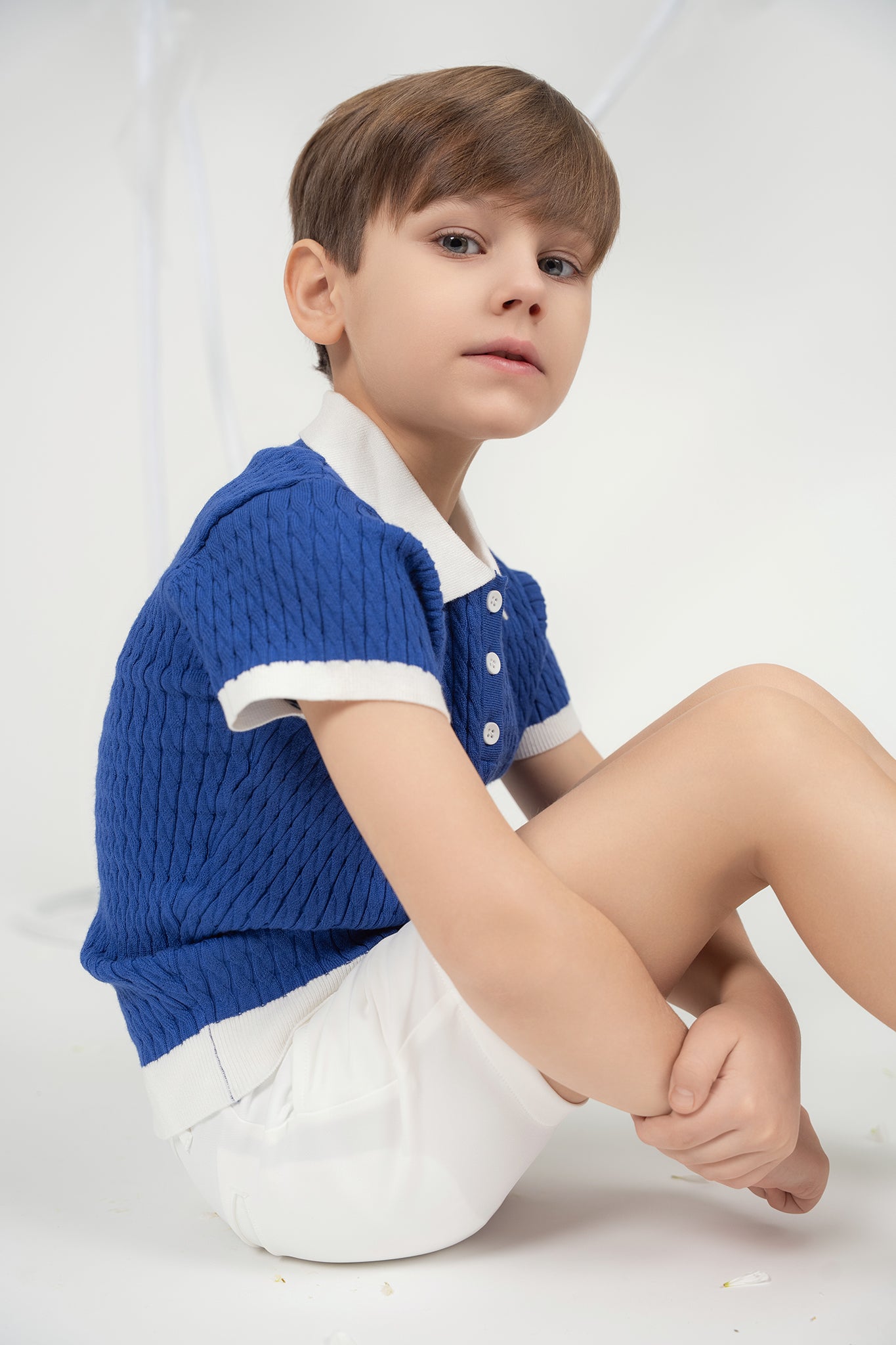 Teela Cobalt/White Knit Boy Sweater