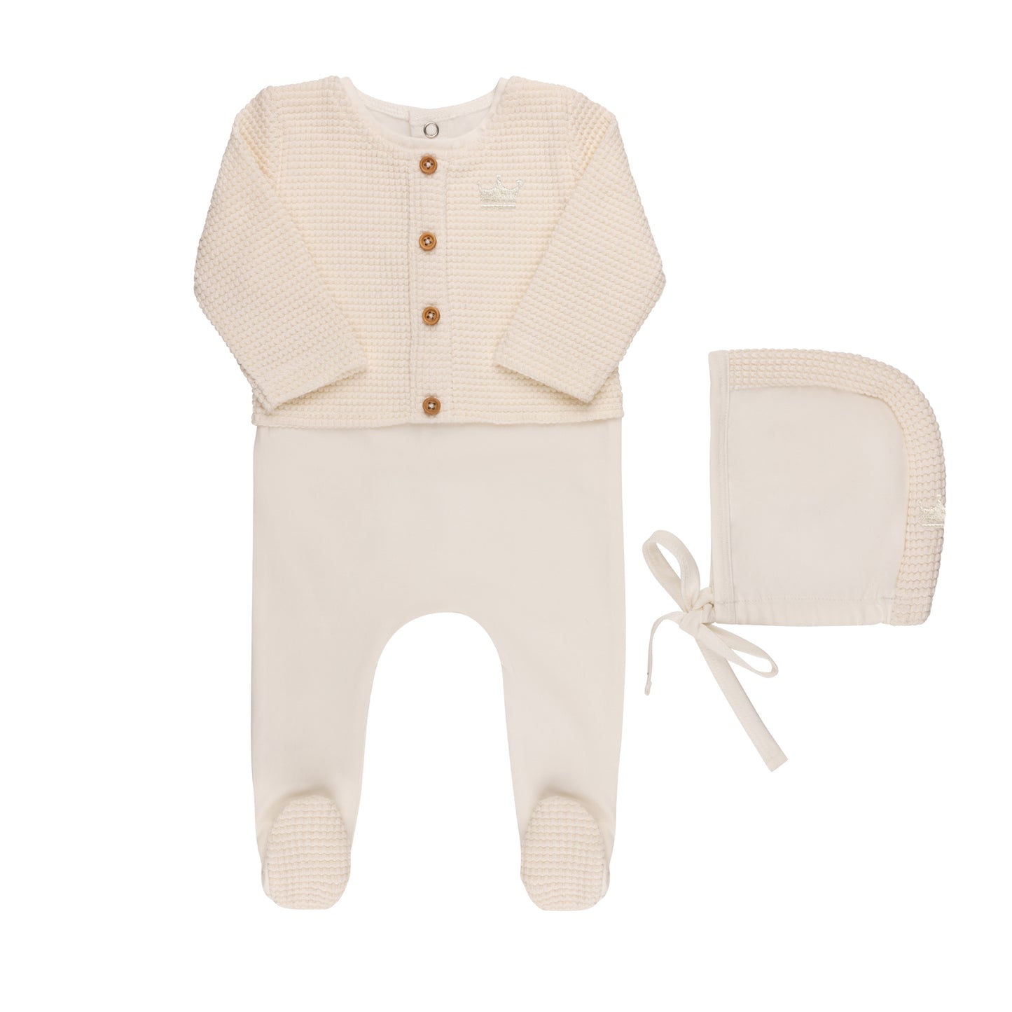 Tricot Faux Cardigan Collection Footie & Bonnet