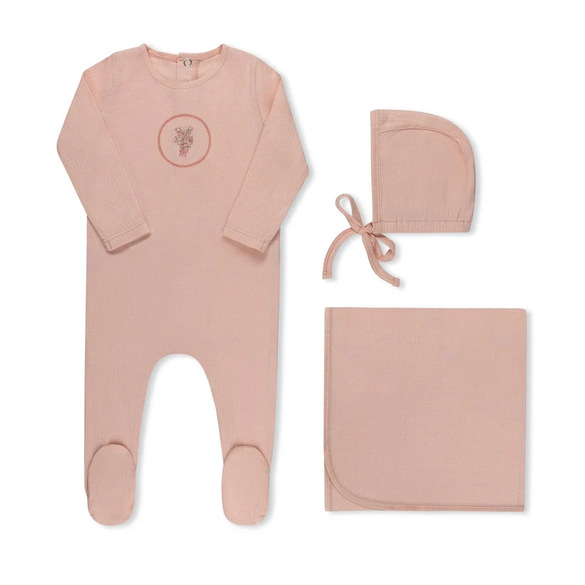 Tricot Girl Embroidered Floral Appliqué 3pc Set