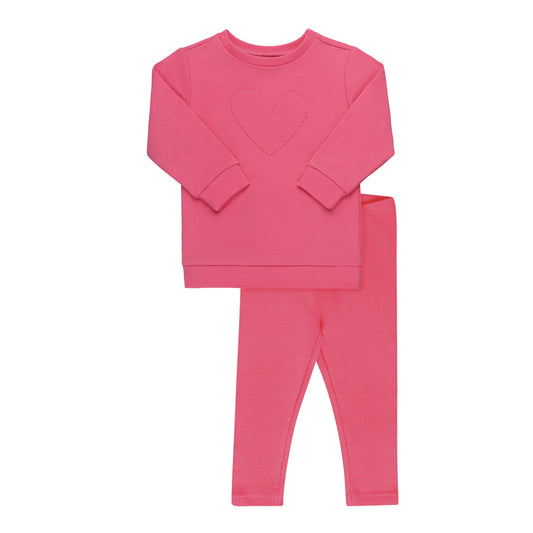 Tricot Ribbed Heart Sweatshirt Set
