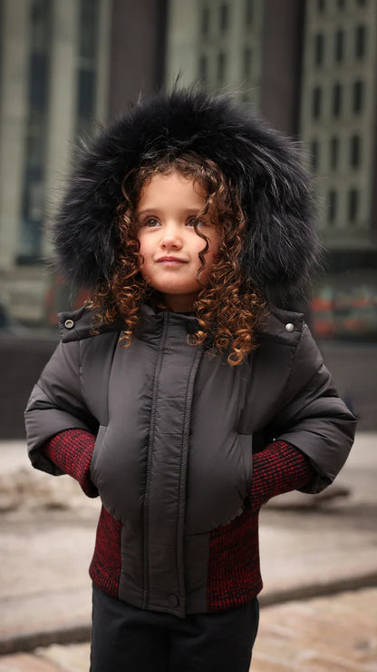 Mantel Rib Mix Border Winter Jacket