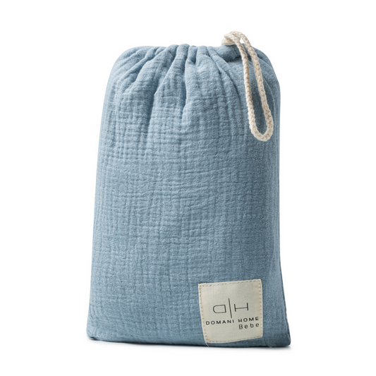 Domani Home Gauze 3 Pc Blue Crib Set in Pouch