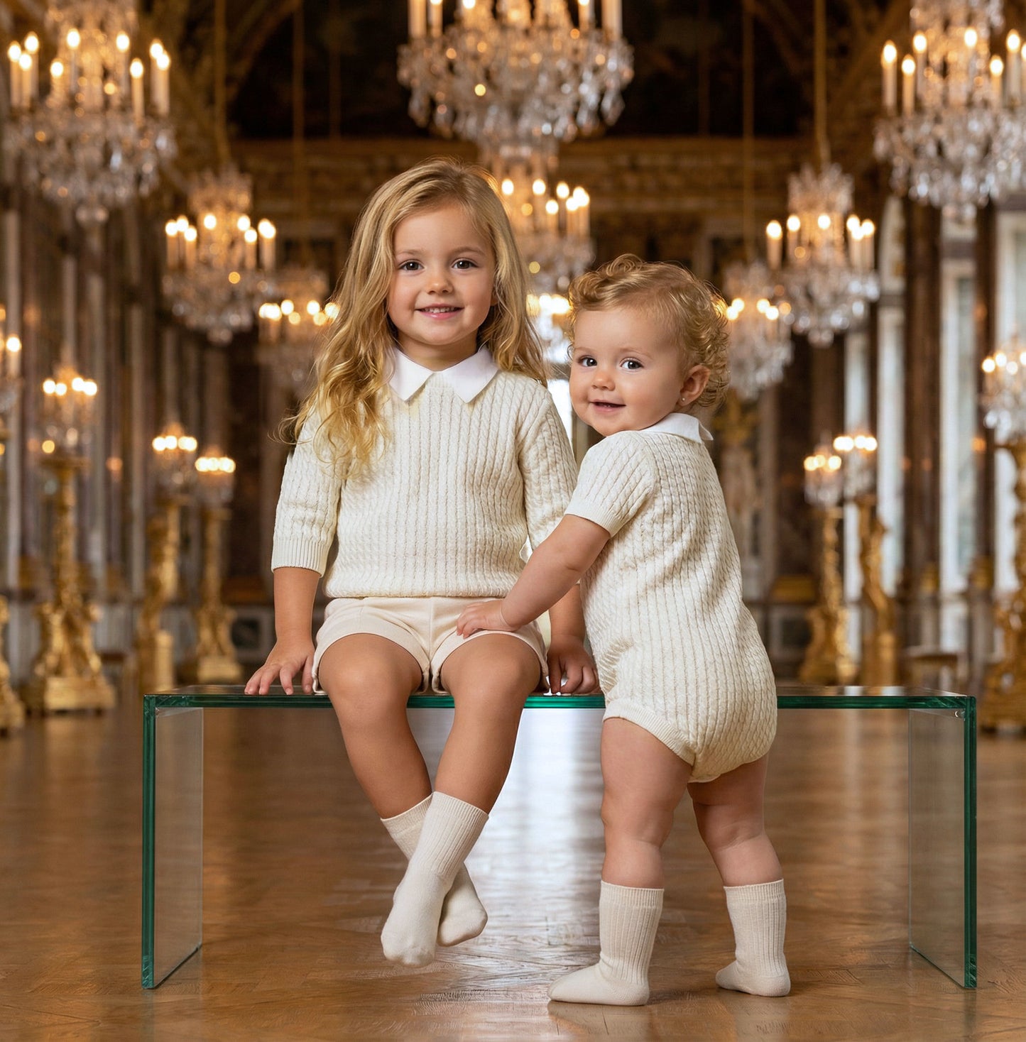 Buckingham Vanilla Cable Romper