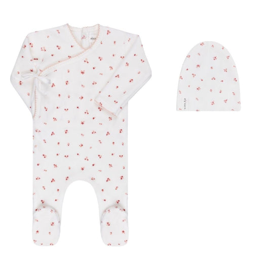 Ely's & Co Velour Cluster Flower Footie & Beanie