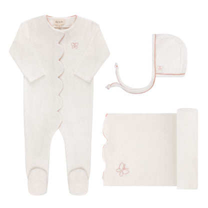 Ely's & Co Velour Embroidered Butterfly 3pc Set