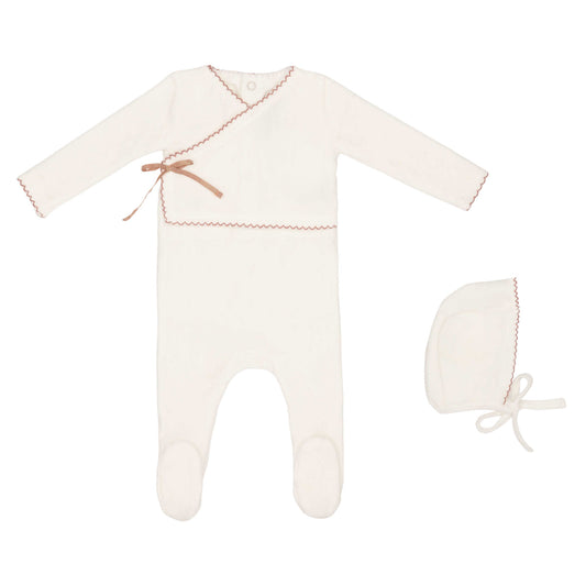 Mini Label Classic Velour Kimono Footie & Hat
