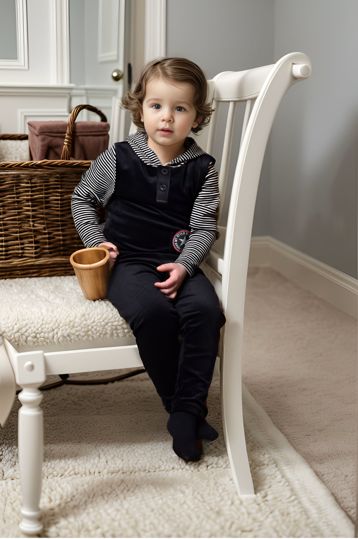 Buckingham Velour Stripe Set