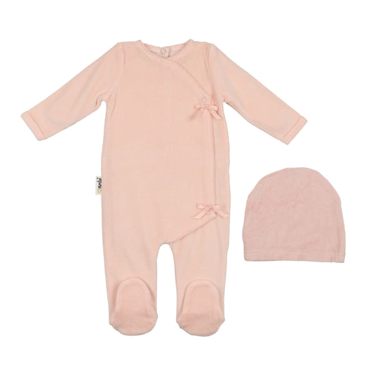 Maniere Velour Wrap Girls Footie And Beanie