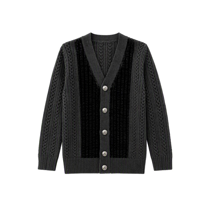 Buckingham Velvet Panel Cardigan