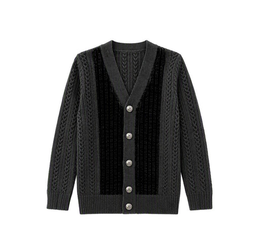 Buckingham Velvet Panel Cardigan
