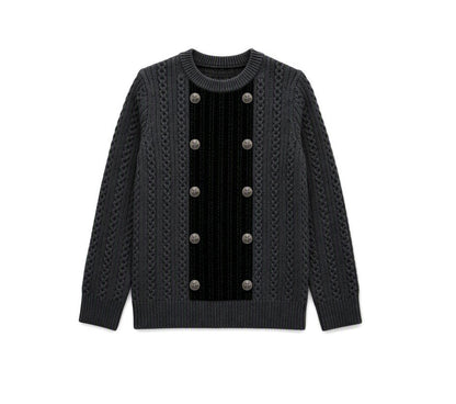 Buckingham Velvet Panel Sweater