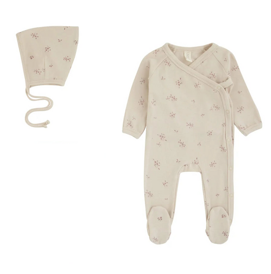 Daisy Warm Winter Floral Kimono Footie & Hat