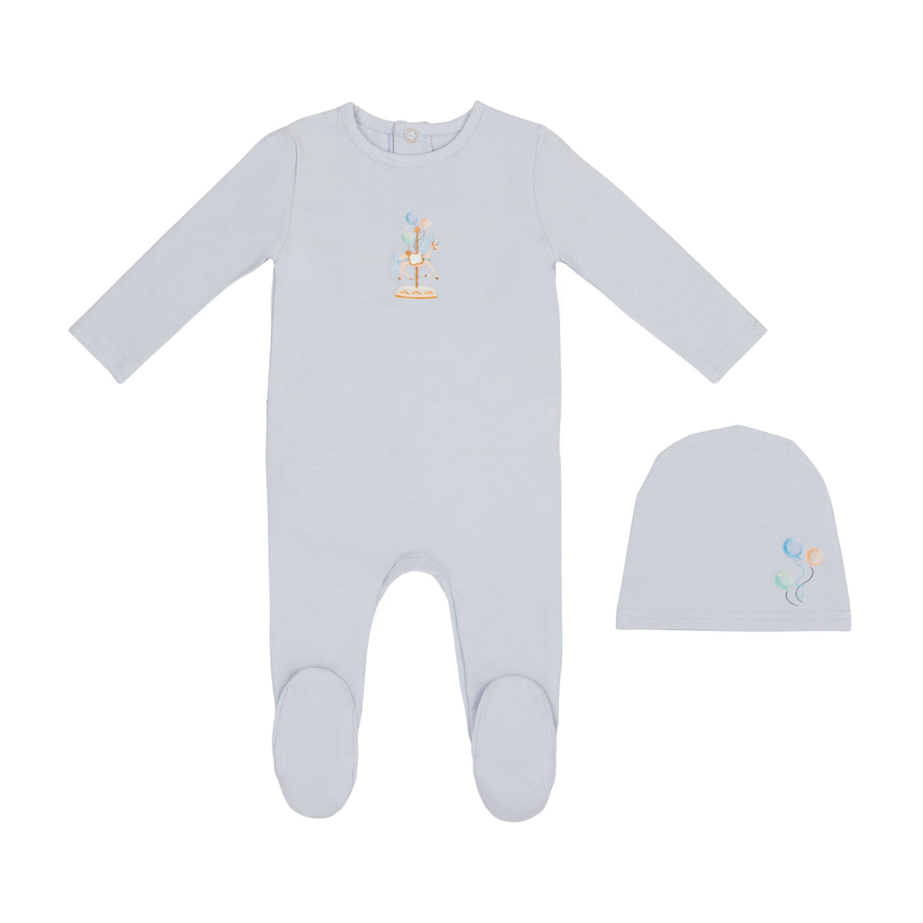 Mini Label Boy Water Print Carousel Footie & Hat