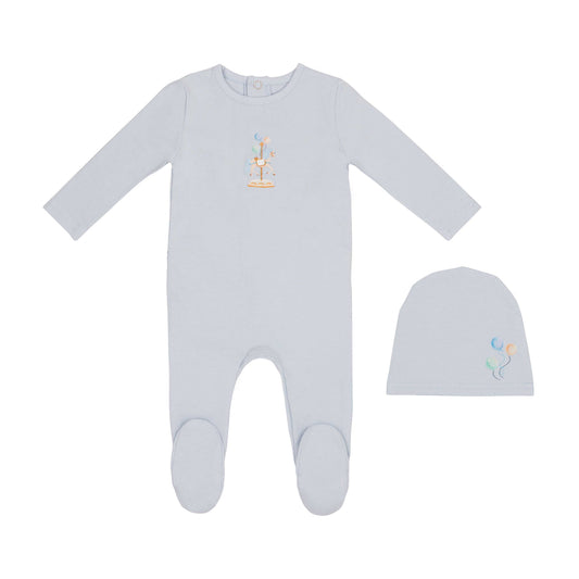 Mini Label Boy Water Print Carousel Footie & Hat