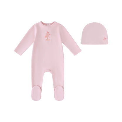 Mini Label Girl Water Print Carousel Footie & Hat