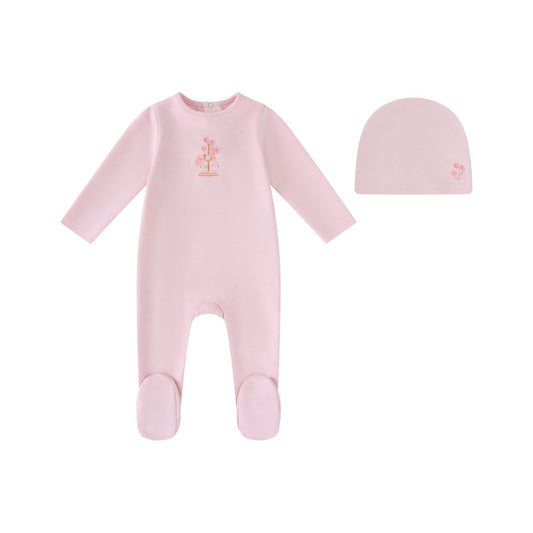 Mini Label Girl Water Print Carousel Footie & Hat