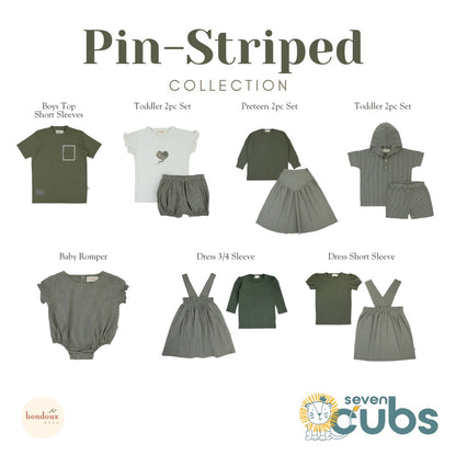 Bondoux Pin-Striped Girls Dress 3/4 Sleeve
