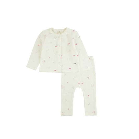 Daisy Winter Ribbed Print Cardigan & Leggings (g)