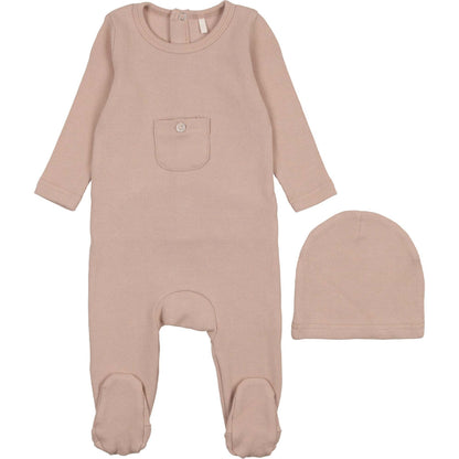 Pouf Ribbed Pocket Footie & Hat