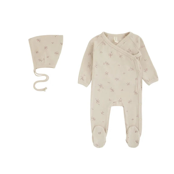 Daisy Warm Winter Floral Kimono Footie & Hat (g)