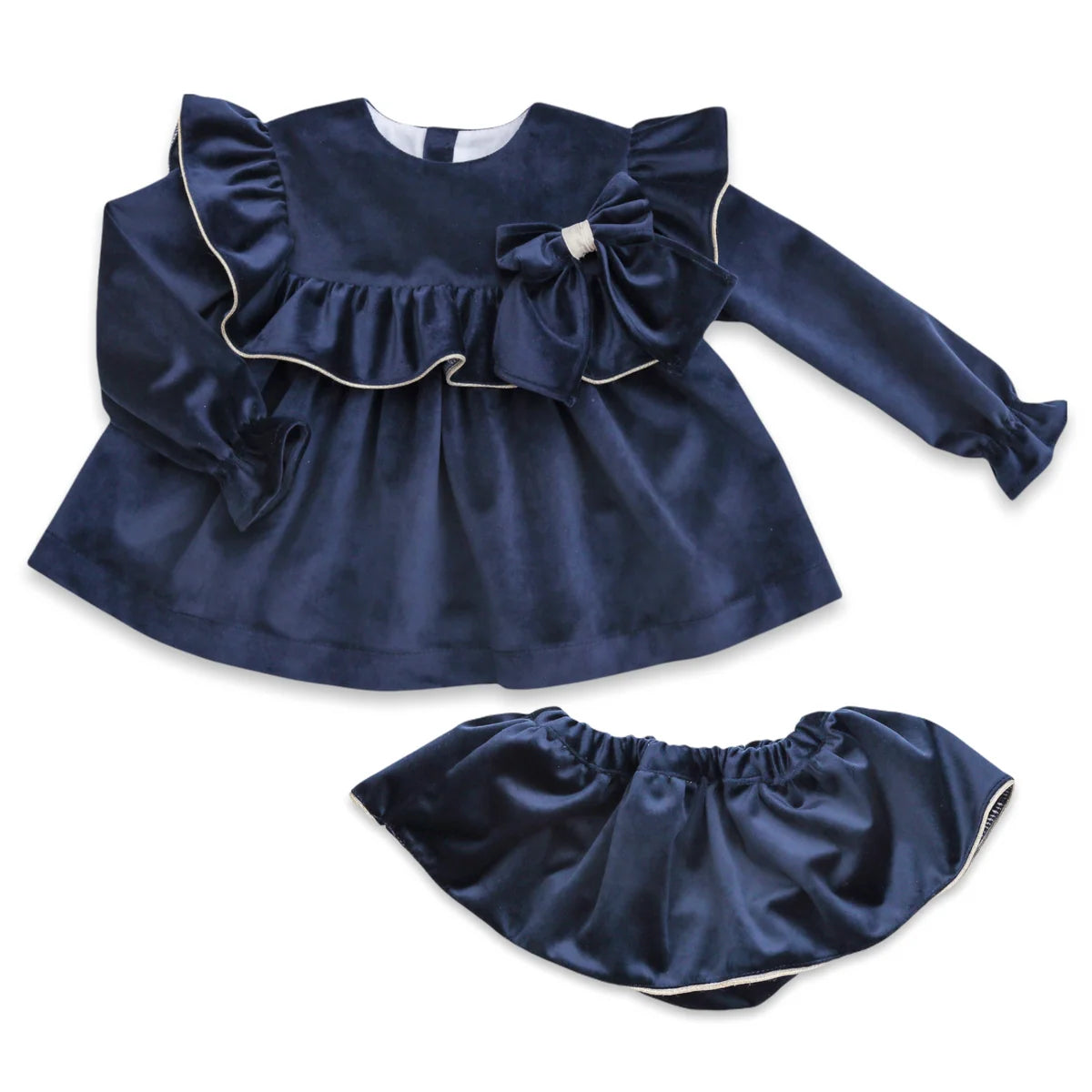 Teela Navy Velvet Bloomer Set