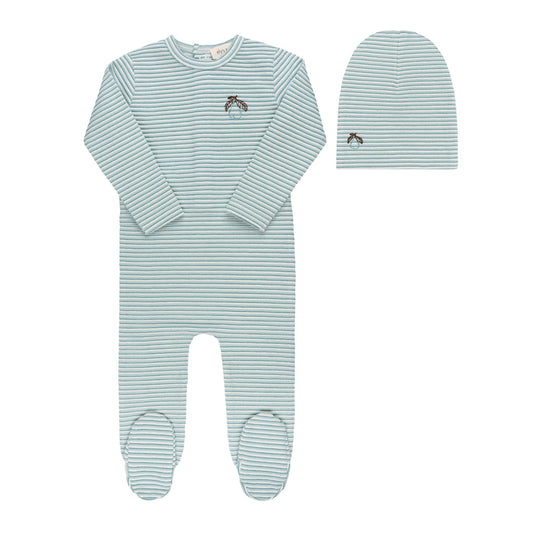 Ely's & Co Metallic Stripe Footie & Beanie