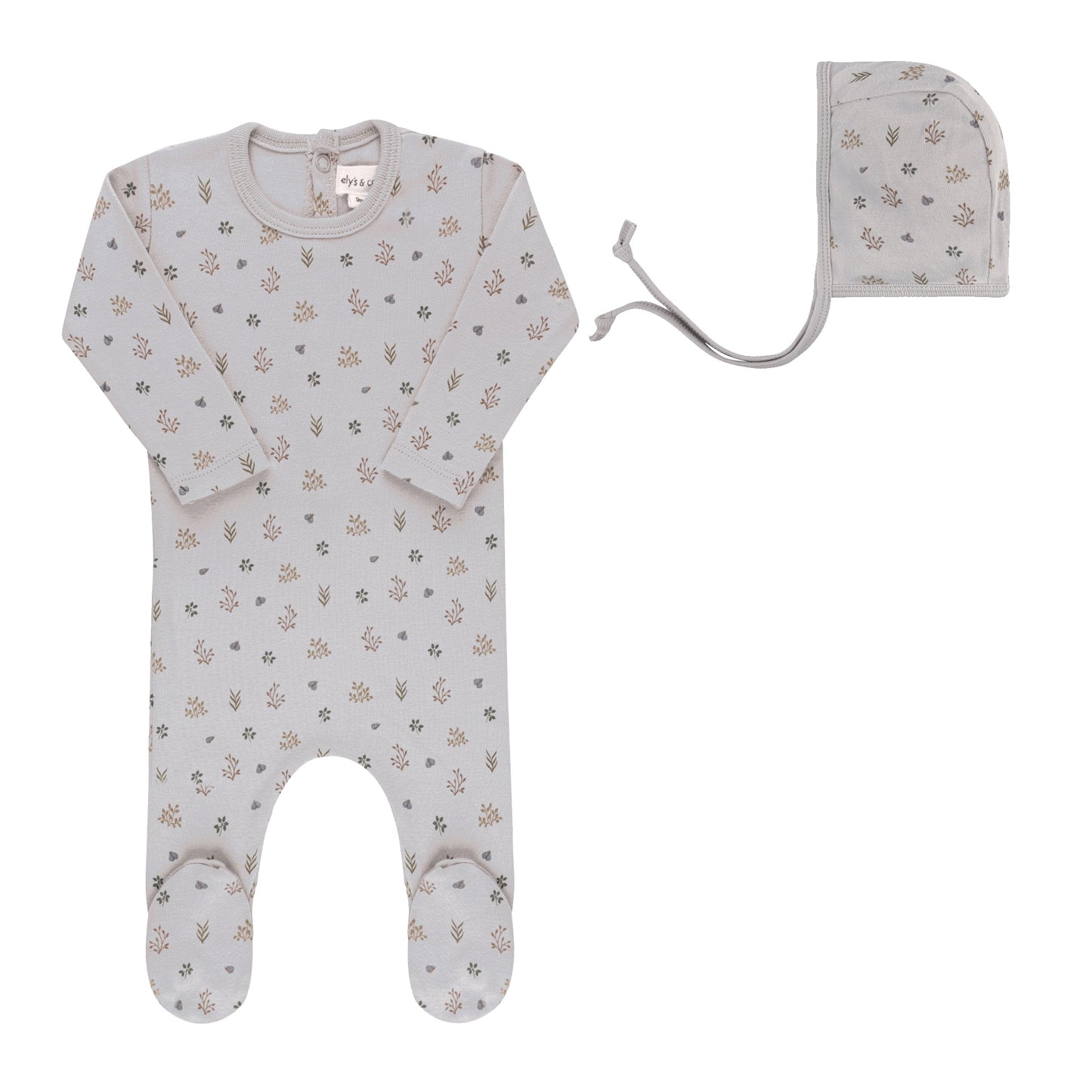 Ely's & Co Garden Floral Print Footie & Bonnet