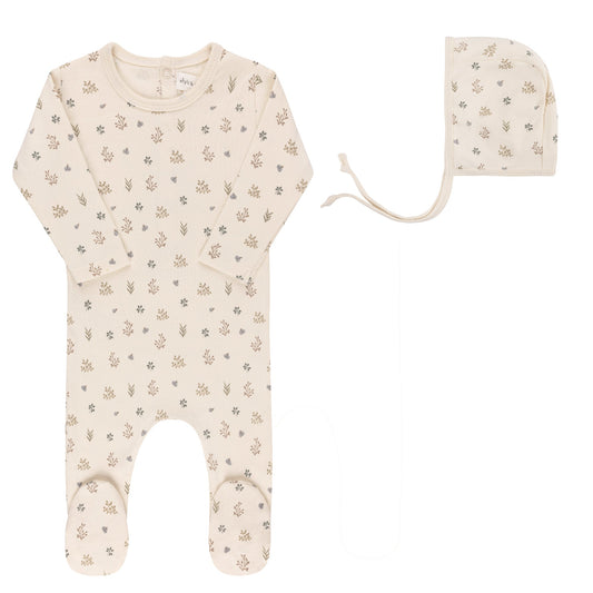 Ely's & Co Garden Floral Print Footie & Bonnet
