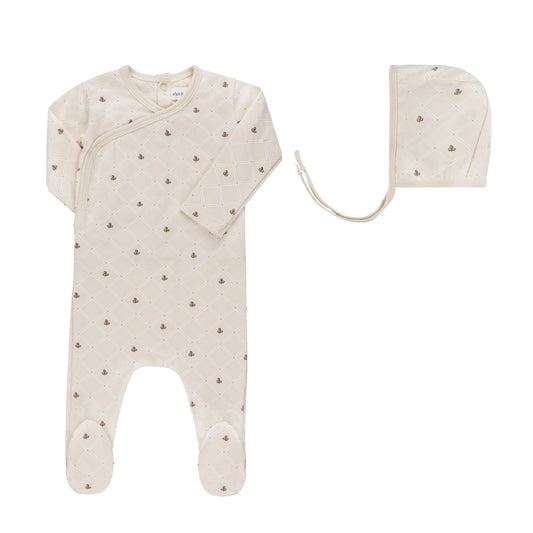 Ely's & Co Floral Grid Footie & Bonnet