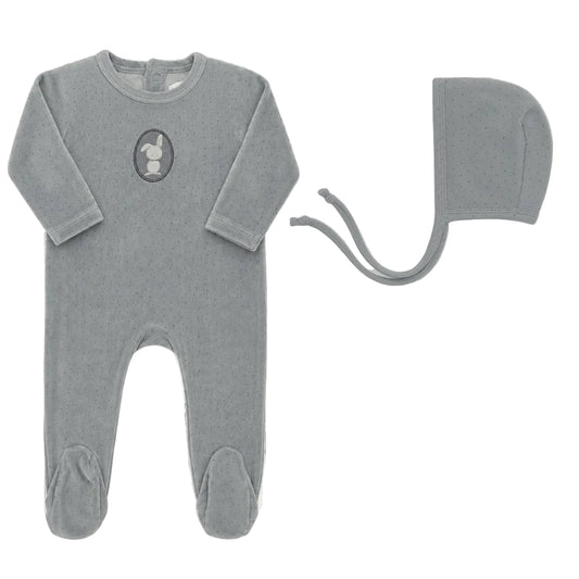 Aurora Bunny Pin Dot Footie & Bonnet