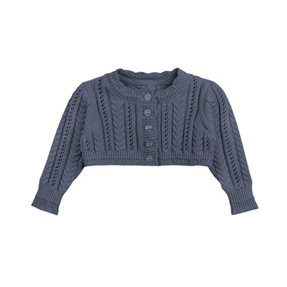Looms Cable Pointelle Flat Cardigan