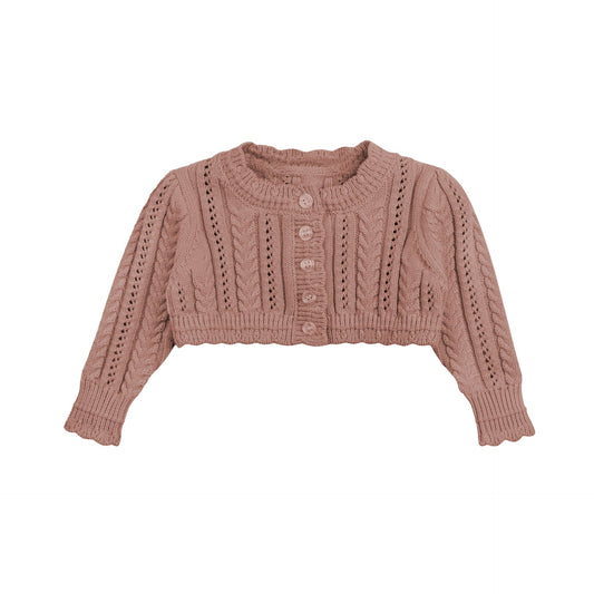 Looms Cable Pointelle Flat Cardigan