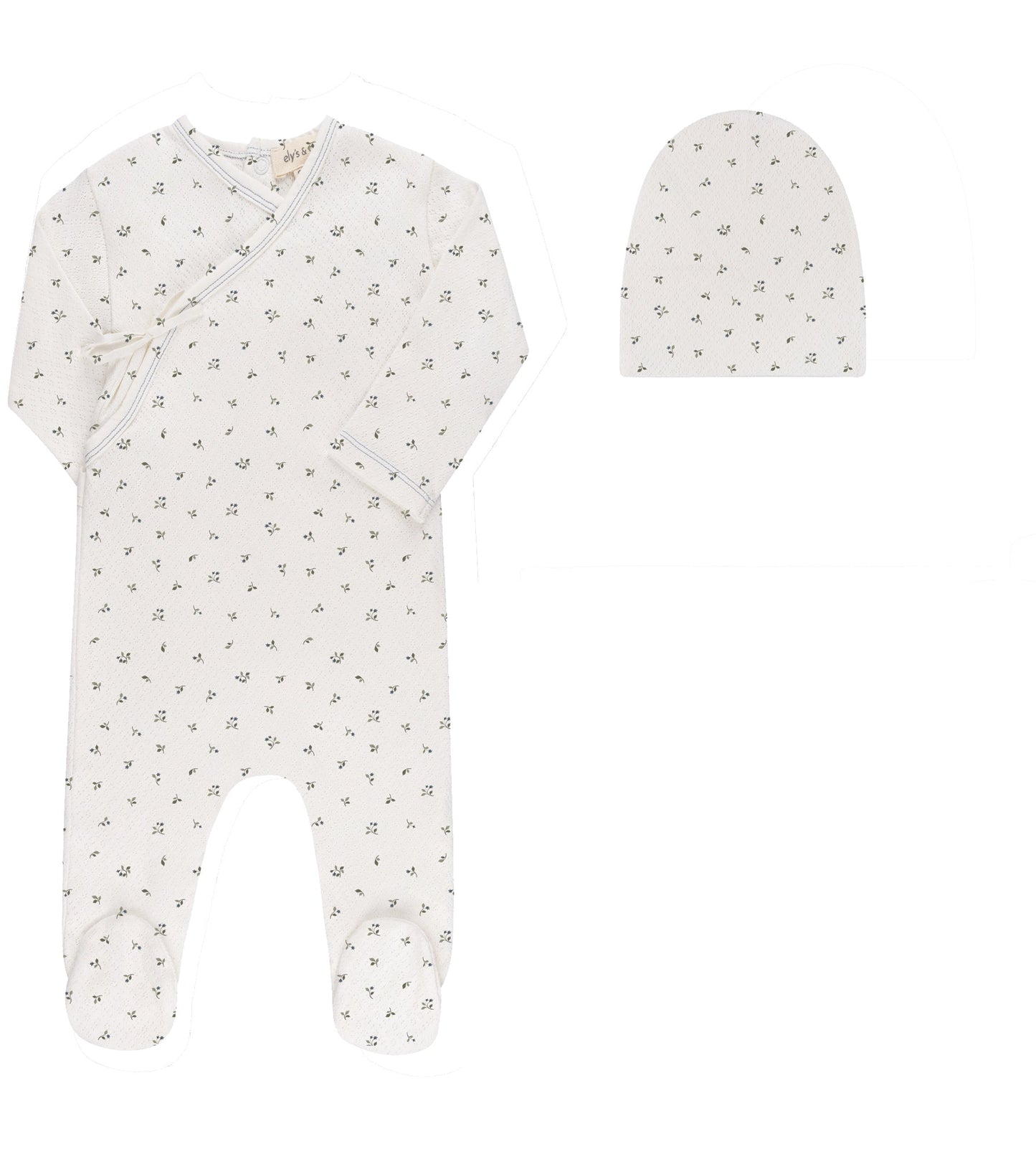 Ely's & Co Floral Pointelle Footie & Beanie
