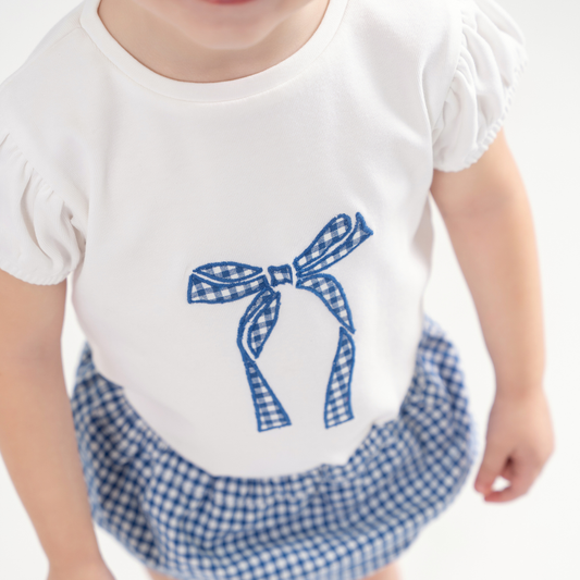 Teela Gingham Bow Top