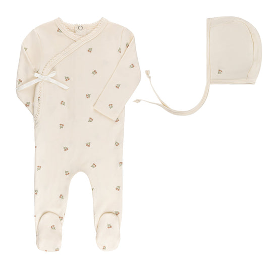 Ely's & Co Embroidered Footie & Bonnet (girl)