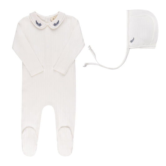 Ely's & Co Embroidered Collar Footie & Bonnet