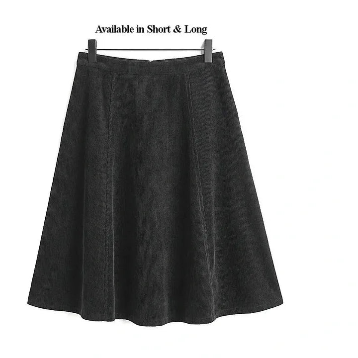Buckingham Cord Panel Long Skirt