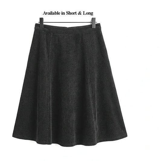 Buckingham Cord Panel Long Skirt